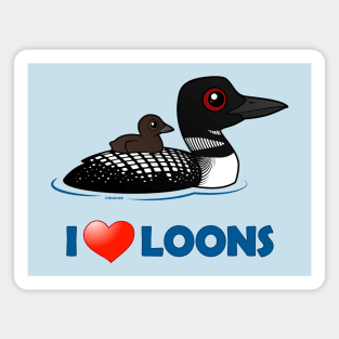 Cute Cartoon I Love Loons Magnet